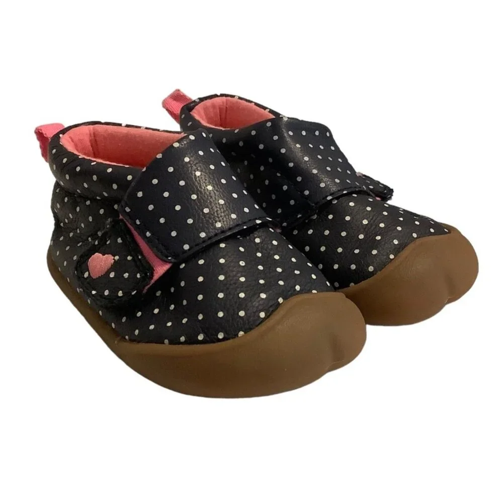 Carter's‎ ABBY Every Step Leather Blend Crawl Shoe Infant Baby Girl 3 Polka Dot